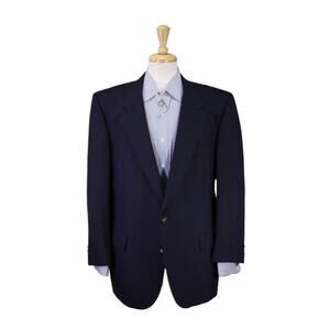 Burberrys London Navy Blue Gold Metal Buttons 2-Btn Blazer Jacket 44R